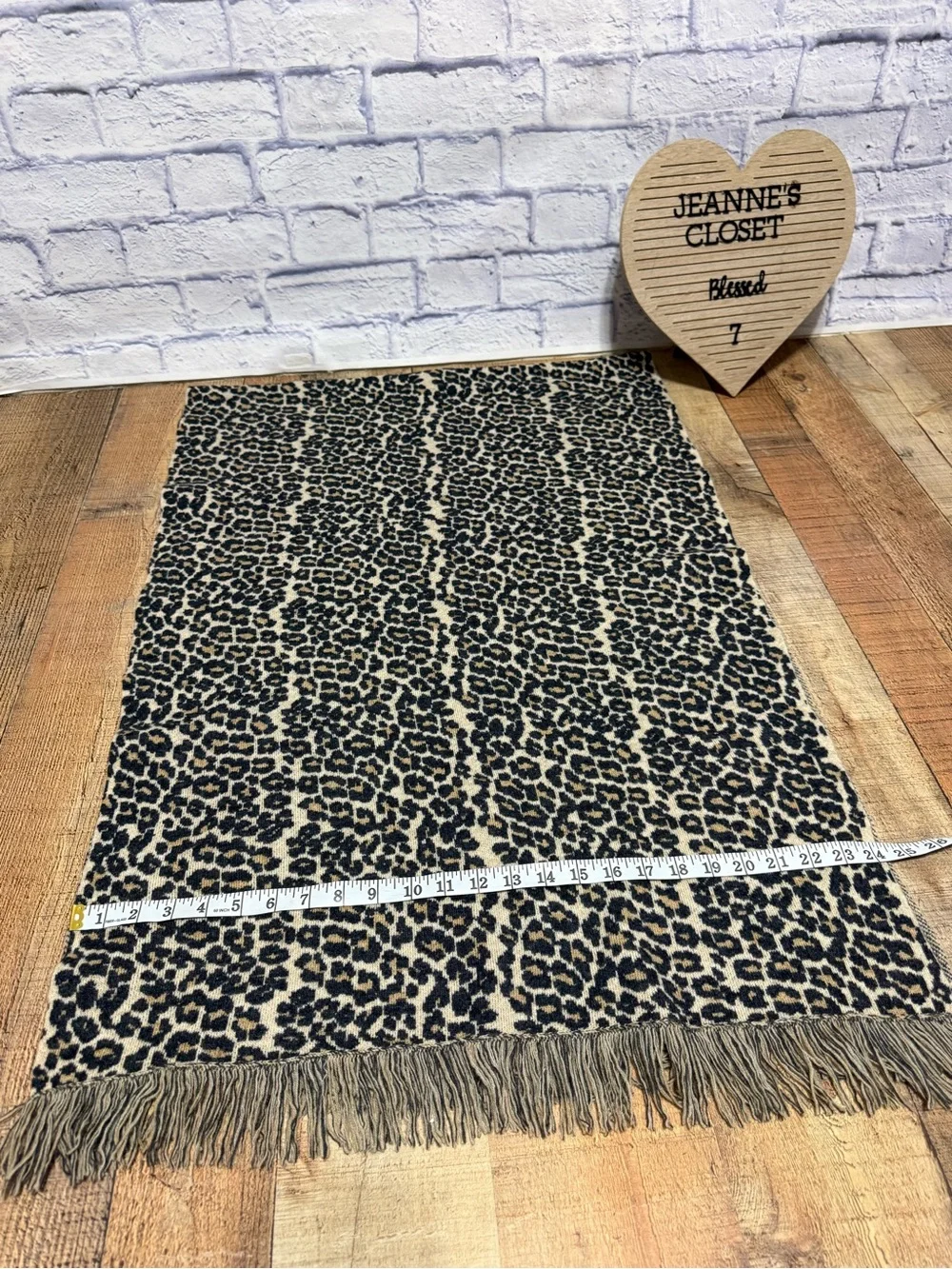 Johnny was Leopard wrap fringe scarf wool/cashmere